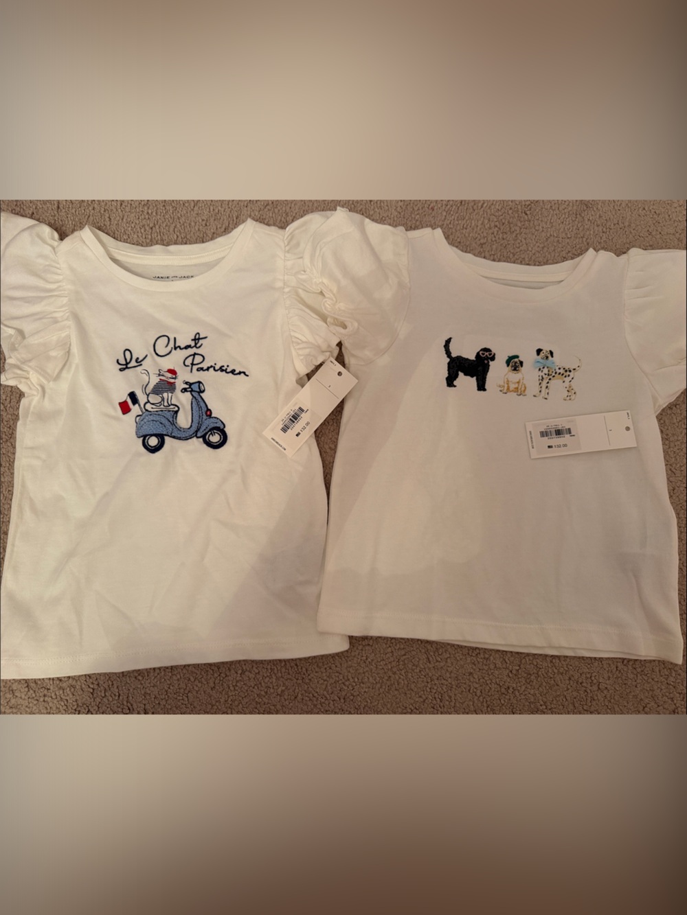 Janie and Jack White Short-Sleeve Tee with Blue Scooter Embroidery